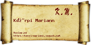 Kárpi Mariann névjegykártya