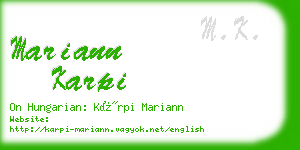 mariann karpi business card